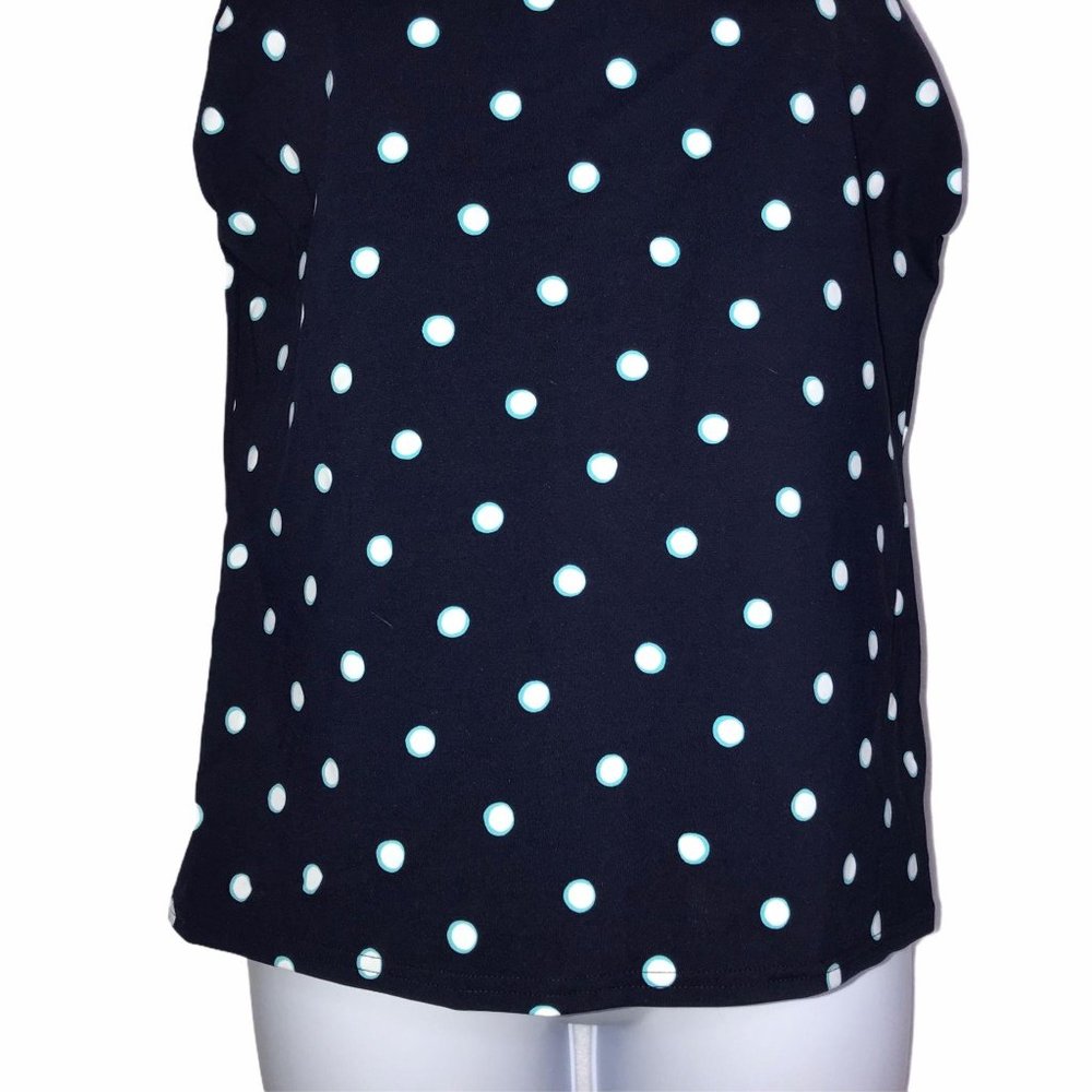 Lands' End Blue Polka Dot Lined Tankini Top 6L - Picture 3 of 8